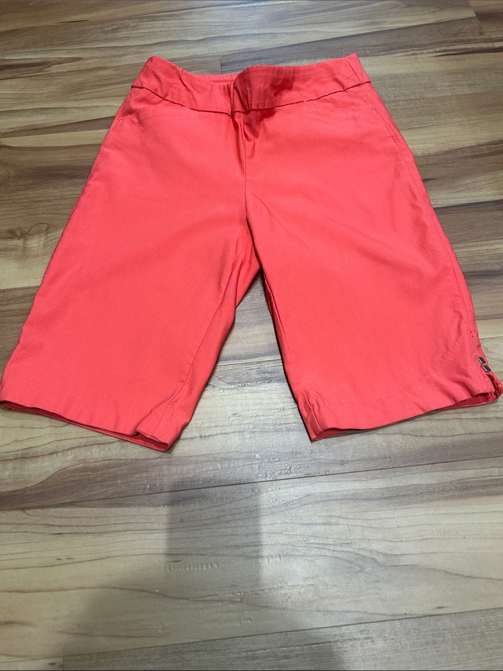 Kim Rogers Coral-Red Bermuda Shorts - Pull-on